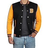 Decrum Black and Yellow letterman Jacket for Adult - High School Baseball Varsity Jacket Mens [40020085-BR] | B Yellow sleeve, XL