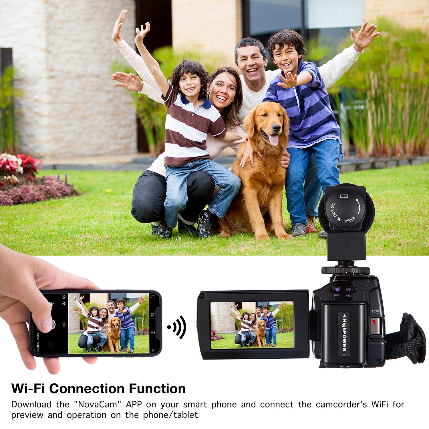 KOT 4K Camcorder Video Camera HD WiFi 3.0 Inch IPS Touch Screen 48MP 16X Powerful Digital Zoom Camera with Microphone and Wide Angle Lens IR Night Vision Vlogging Video Camera Recorder Handy cam