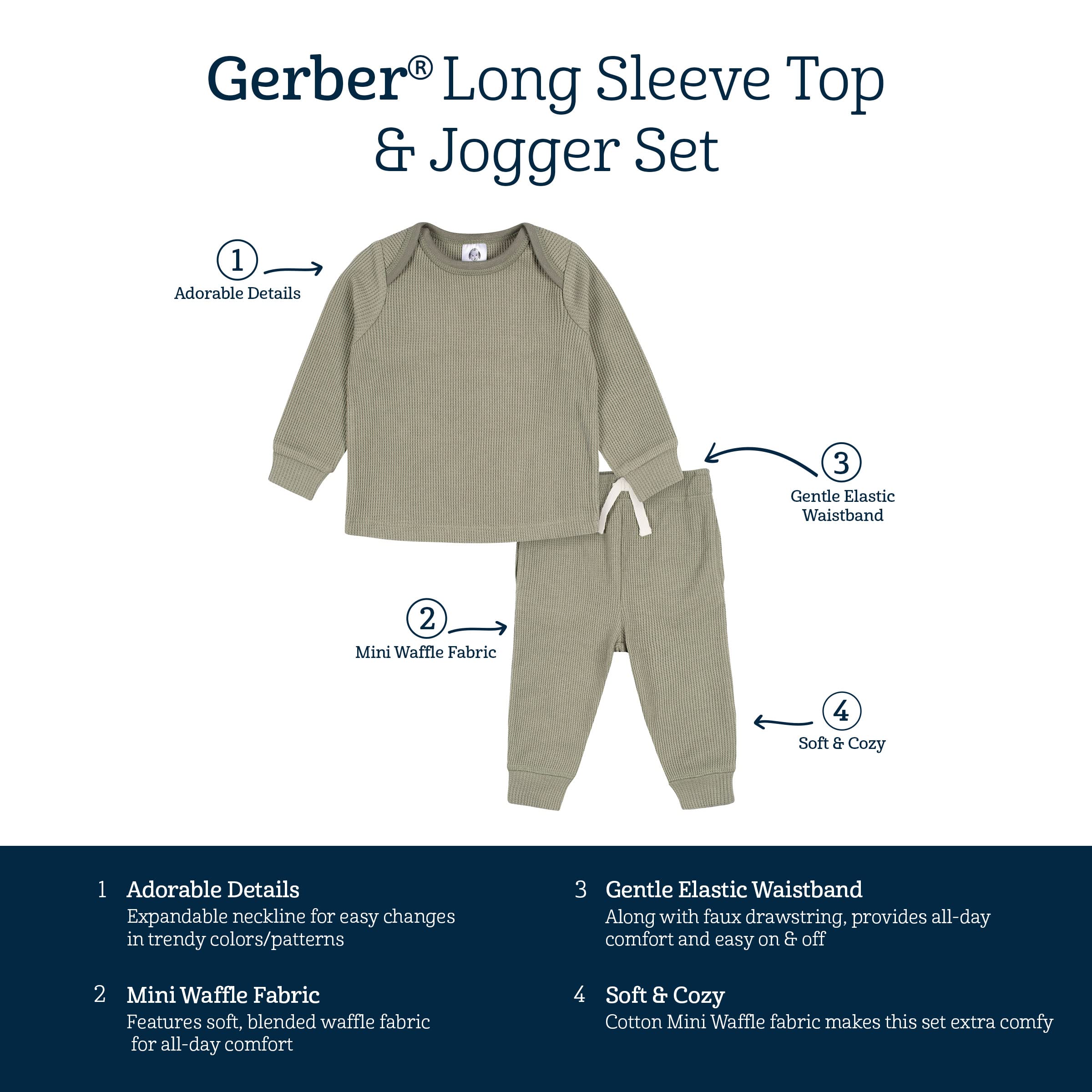 Gerber baby-boys Toddler 2-piece Long Sleeve Tee & Pull-on Jogger Set