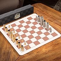 ONUEMP Travel Chess Set, Luxury Metal Nesting Chess Pieces - 2 Extra Queen - 13” Foldable Rubber Chess Board, Compact Portable Chess Set Board Game for Kids Adult, Gift for Men