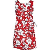 RJC Womens Classic Hibiscus Mock Wrap Side Tie Sarong Dress