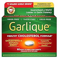 Garlique Garlic Extract Supplement, Healthy Cholesterol Formula, Odorless & Vegan-Friendly, 60 Caplets