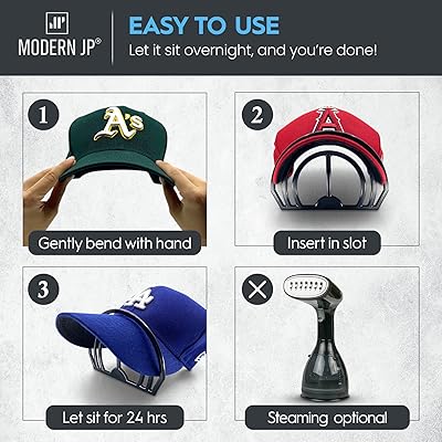 Modern JP Hat Brim Bender (4-Pack) - Perfect Hat Curving Band, Steaming Optional - Convenient Hat Shaper Design with Dual Option Hat Bill Bender