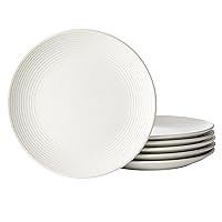 Ceramic Dessert Plates Set of 6, 8 inch Stoneware Salad Plates, Modern Dinnerware for Kitchen, Microwave, Oven and Dishwasher Safe, Scratch Resistant, Glazed Textured White