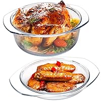 Clear Round Glass Casserole by NUTRIUPS | Covered Glass Casserole with Lid, 2.5 L