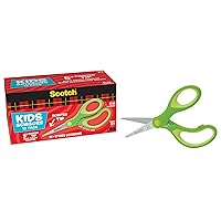 Scotch 5-Inch Soft Touch Pointed Kid Scissors, 12 Count Teacher Pack, Green (1442P-12)- Pack of 6