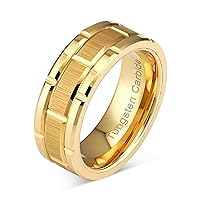 100S JEWELRY Engraved Personalized Tungsten Ring For Men Women Wedding Band Gold Brick Pattern Size 6-16