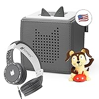Toniebox Audio Player Headphones Bundle - Listen, Learn, and Play with One Huggable Little Box - Gray