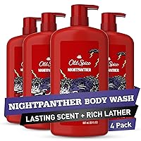 Old Spice Body Wash for Men, NightPanther Scent, Long Lasting Lather, 24/7 Shower Fresh, 33.4 fl oz (Pack of 4)