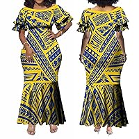 2024 Women's Dress Elegant Ruffled Cuffs Double Design Large Round Neck Slim-Fit Temperament Long Dress Polynesia