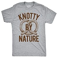 Mens Knotty by Nature T Shirt Funny Salted Soft Pretzel Joke Tee for Guys