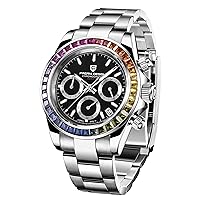 Pagani Design Fashion Luxury Diamond Rainbow Automatic Men Mechanical Wristwatches Chronograph Military Skeleton 40mm Watches Gifts for Men