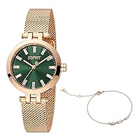 Women's Emerald Green Dial Quartz Analog Watch, Rose Gold, Rose Gold, Bracelet