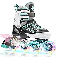 2PM SPORTS Cytia Pink Girls Adjustable Illuminating Inline Skates with Light up Wheels, Fun Flashing Beginner Roller Skates for Kids