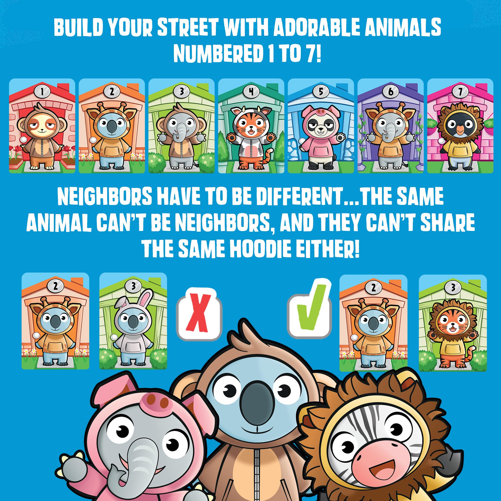NeighborHoodies Kids Card Game - Easy and Fun Preschool Play Activity Critical Thinking and Counting Learning Game with Cute Animals for Kids Ages 5-7