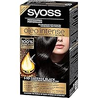 Syoss Oleo Intense Hair Color Dye 100% Pure Oils 0% Amonia 1-10 Intense Black