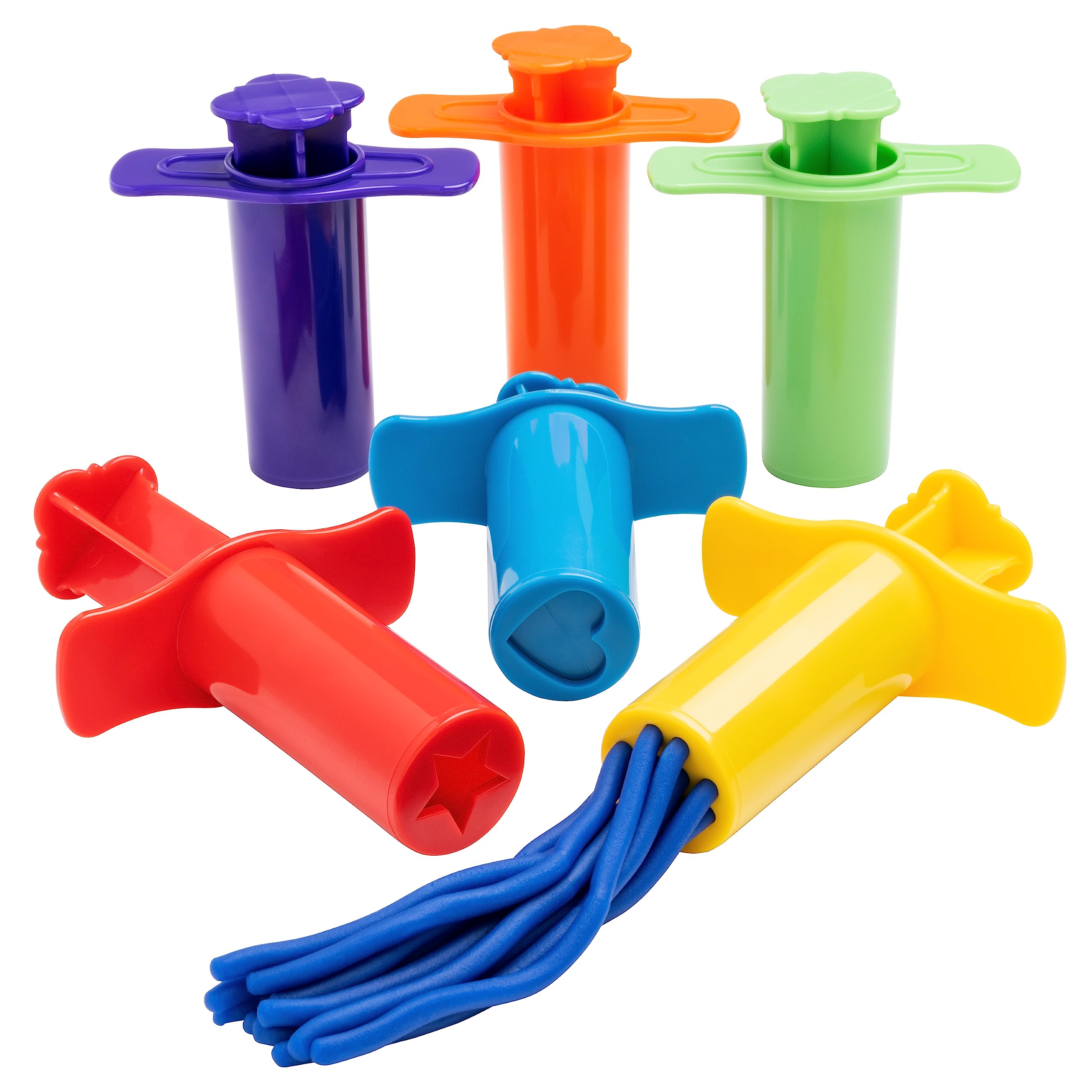 READY 2 LEARN Dough Extruders - Set of 6 - Play Dough Tools - for Ages 2+ - Art Accessories for Pottery and Dough