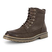 Coutgo Mens Work Ankle Boots Chukka Hiking Combat Leather Construction Lace Up Casual Dress Shoes