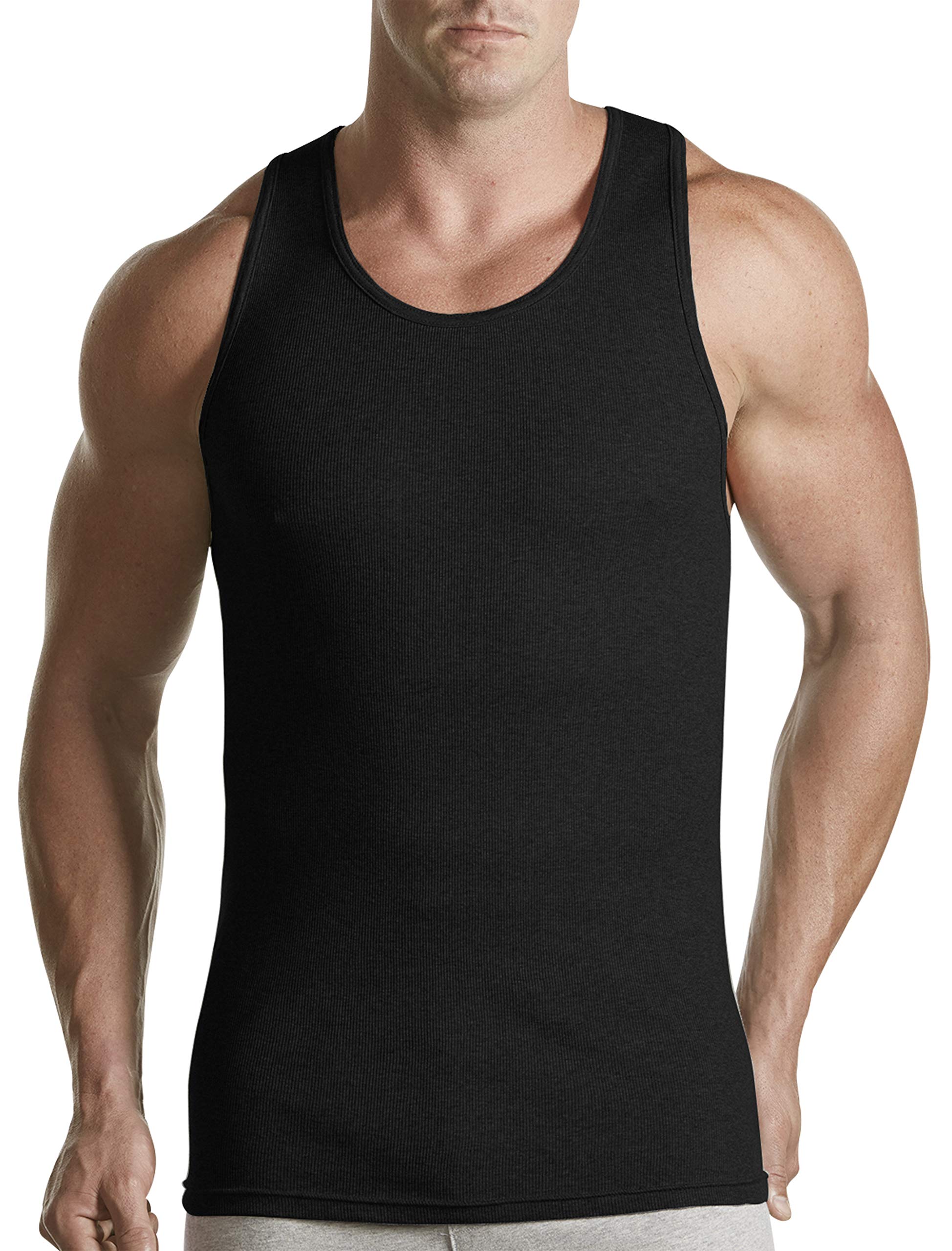 Harbor Bay by DXL Men's Big & Tall 3-pk Athletic T-Shirts | Tagless Undershirts in Longer Lengths, Machine Washable Black