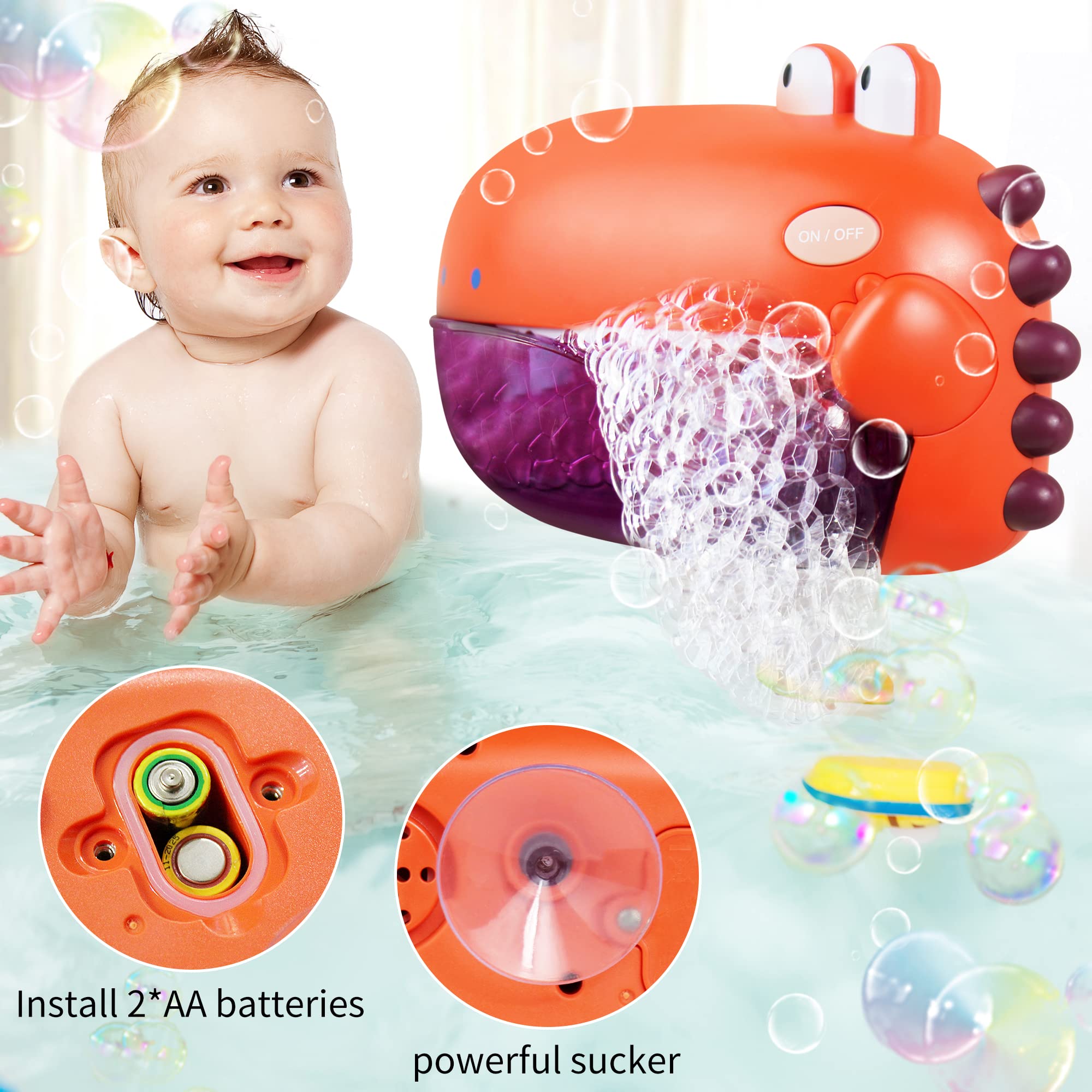 Grechi Dinosaur Bath Toys,Baby Bath Toys for The Baby Bathtub,Toddler Bath Toys Automatic Bubble Machine,Plays 12 Children’s Songs,Bath Toy Makes Great Gifts for Toddlers Age 18m+ Girl Boy
