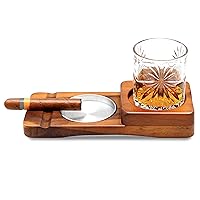 Cigar Ashtray Coaster Whiskey Glass Tray, Valentine Gift for Him, Retirement Gift, Cigar Accessories Set Gift for Men Dad, Great Decor for Home, Office or Bar