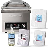 GS41 Chamber Vacuum Sealer Includes Quart of Pump Oil, 100 Pcs Mylar Bags, 2 Packs of Chamber Vacuum Pouch 8x10 and 10x13