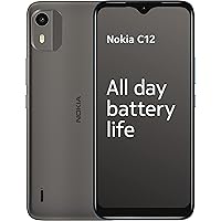 C12 6.3” HD+ Dual SIM Smartphone, Android 12 (Go edition), Octa-core 2GB RAM/64GB ROM, 8MP Rear /5MP Front Cameras, Night & Portrait modes, IP52 Rating, 3000mAh Battery - Charcoal