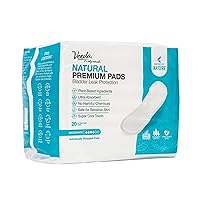 Veeda Natural Premium Incontinence Feminine Pads for Women, Bladder Leakage Protection, Moderate Absorbency, Unscented, Long Length, 20 Count