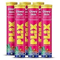 PLIX Glutathione Supplement 500mg Effervescent Tablets with Vitamin C, E and Hyaluronic Acid | Clear Skin with Reduced Dark Spots | 6-Pack