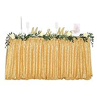 Table Skirt for Rectangle Table 6ft Gold Sequin Table Skirting Tablecloth for Party Wedding Birthday Cake Table