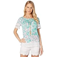 Lilly Pulitzer Women's Hayes TOP, Bright Agate Green Colorful Camelflage, X-Small