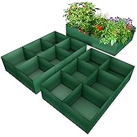 Pack 2 of Garden Bags to Grow Vegetables with 6 Partition Grids,Durable PE Raised Garden Bed,Suitable for Potato,Tomato,Flower Planter Bags (2)