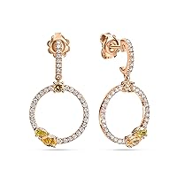 18K Yellow/White/Rose Gold Fancy Halo Earrings With 1.44 TCW Natural Diamond (Multi Shape,Multicolored,VS-SI2 Clarity) Dainty Earrings, Drop Earrings, Earrings For Women Gift For Her Jewelry For Women