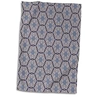 3D Rose Faded Jeans Feeling Steel Blue and Gray Circles and Flowers Pattern Hand/Sports Towel, 15 x 22