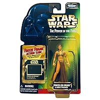 Star Wars, The Power of The Force Green Card, Princess Leia Organa (Jabba's Prisoner) Action Figure with Freeze Frame Slide, 3.75 Inches
