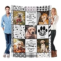 Custom Dog Pet Blanket Personalized Pet Portrait Blanket with Name for Dog Lover Owner Pets on Blanket Pet Loss Gifts Pet Memorial Gifts 5 Photos Collage