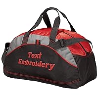 Custom Sport Duffel Bag Add Your Embroidered Text Medium Contrast Sport Gym Travel Water Resistant Duffel Bag Red