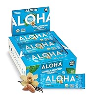 ALOHA Organic Plant Based Protein Bars, Vanilla Almond Crunch, 1.98-Ounce Bars, (Pack of 12)
