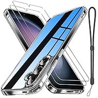 Janmitta for Samsung Galaxy S24+ Plus Case with Screen Protector[2 Pack],Slim Fit Thin Transparent Rugged Tough Hard Cover with Wrist Strap Lanyard,2024 Crystal Clear