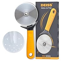 Deiss Pro Heavy Duty Pizza Cutter With Wheel Slicer- Stainless Steel Sharp Smooth Pizza Cutter Wheel With Easy Grip Non-Slip Handle, Dishwasher Safe (ORANGE)