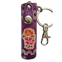 Genuine Leather ChapStick Holder, ToothPick Holder, Pill Carrier, Leather KeyChain, Flower Pattern