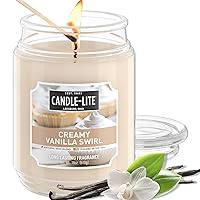 Scented Candles, Creamy Vanilla Swirl Fragrance, One 18 oz. Single-Wick Aromatherapy Candle with 110 Hours of Burn Time, Off-White Color