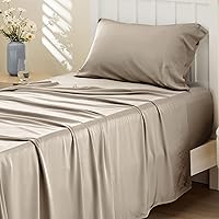 Bedsure Twin XL Sheet Set Dorm Bedding, Cooling Sheets Twin Extra Long Sheets, Rayon Derived from Bamboo, Deep Pocket Up to 16