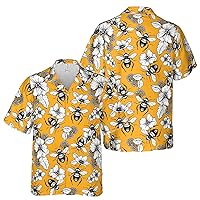 Funny Yellow Bee Flower Hawaiian Shirt S-5XL