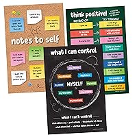 ZOCO - Social Emotional Laminated Posters 3 Pack | What I Can Control, What I Can't Control (1) Notes to Self (1) and Think Positive (1) | School Counseling Office Must Haves | 12