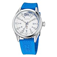 Nautica N83 Men's NAPHBS120 Hannay Bay Silver-Tone/White/Light Blue Silicone Strap Watch