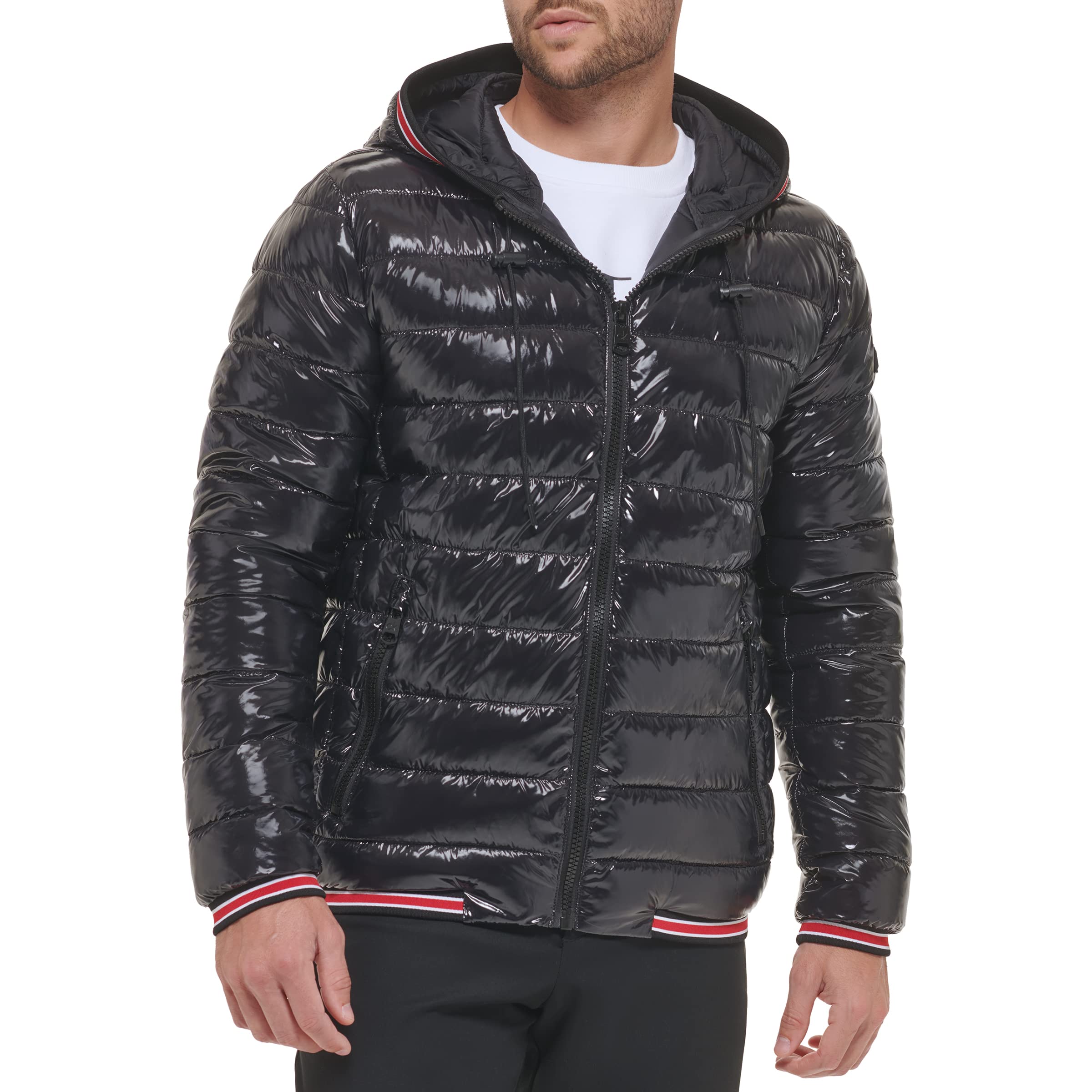 Calvin Klein Hooded Shiny Puffer Jackets, Winter Coats for Men