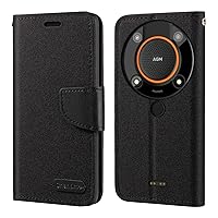 for AGM G1 Pro Case, Oxford Leather Wallet Case with Soft TPU Back Cover Magnet Flip Case for AGM Glory (6.53”), Black