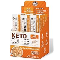 The Frozen Bean - Caramel Macchiato Keto Instant Coffee Mix with Low Sugar, MCT Oils, Improves Focus and Energy, and Increase Metabolism - 20 Single Serve Sticks