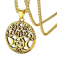 Triple Moon Goddess Necklace Stainless Steel/18K Gold Plated Wiccan Jewelry for Women with Delicate Packaging Personalized Custom